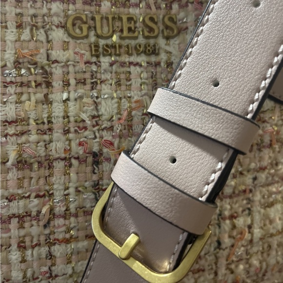 EUC GUESS Silvana Tweed Double Compartment Tote Ash Rose/Multi - Picture 15 of 16